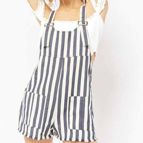forever 21 striped overalls